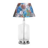 vinner Rouen Krom Ayaklı Modern Özel Tasarım Cam Abajur - Flowers Desenli VNRKROMROUEN007