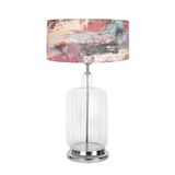 vinner Rouen Krom Ayaklı Modern Özel Tasarım Cam Abajur Red Mixed Desenli VNRKROMROUEN030