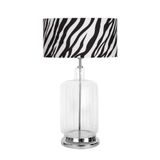 vinner Rouen Krom Ayaklı Modern Özel Tasarım Cam Abajur - Zebra Desenli VNRKROMROUEN053