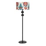 vinner Snake Statik Siyah Metal Tek Ayaklı Lambader - Gül Desenli VNRLMDSNK001043