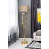 vinner Twins Statik Siyah Eskitme Mat Gold Detaylı Metal Lambader - Gold Haki VNRTWINS01052