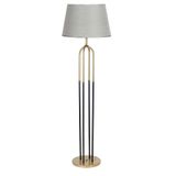 vinner Twins Statik Siyah Eskitme Mat Gold Detaylı Metal Lambader - Gold Hasır Kahve VNRTWINS01022