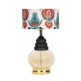vinner Vaduz A02 Gold Ayaklı Modern Cam Abajur Lale Desenli VNRVADUZA02ABJ040