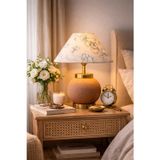 Vinner Velora Terracotta Seramik Gold Detaylı Premium Abajur Salon ve Yatak Odası Aydınlatması