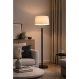 Vinner VISBY 155 cm Black Edition Masif Ahşap Lambader – Krem Keten Şapka, Modern Premium Aydınlatma
