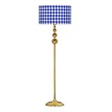 Vinner VNRVGAGKLMB017 Vega Gold Üçlü Küre Tek Ayaklı Metal Mavi Beyaz Ekose Desenli Lambader