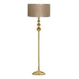 Vinner VNRVGAGKLMB021 Vega Gold Üçlü Küre Tek Ayaklı Metal Krom Şeritli Hasır Kahve Lambader
