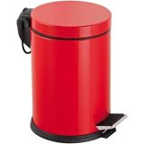 Vinoks Premium Serisi 5 Litre Hacimli Paslanmaz Banyo-Mutfak Pedallı Çöp Kovası Kırmızı, 5 Litre