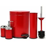 Vinox Vinoks Eko Serisi 4' Lü Banyo Seti Çöp Kovası+kolozet Fırçası+sabunluk+fırçalık Kırmızı Çok Renkli