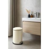 Vintage 12 Lt Yavaş Kapanır Kapaklı Ofis Mutfak Banyo Balkon Çöp Kovası Krem