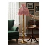 Vintage Ahşap Gold Ayak Pudra Pembe Lambader Püsküllü Süsleme 170x45cm
