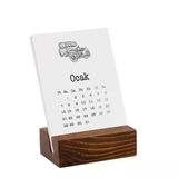 Vintage Araba Serisi Masa Takvimi | Ahşap Tabanlı 2027 Masa Takvimi