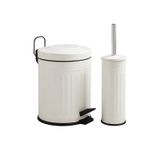 Vintage Banyo Seti Beyaz Çöp Kovası 5lt Tuvalet Fırçası Lüks Model - Mini Boy Çöp Poşeti Hediyelidir Beyaz