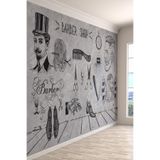 Vintage Barber Shop Retro Tekstil Duvar Kağıdı, 200 x 150
