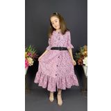 Vintage Basma Kiz Cocuk Elbise Mnk0299