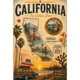 Vintage California Sunset Design: Lined 6x9 Journal For Travel, Road Trips And Daily Notes. Perfect Adventure Notebook Inspired By The Golden State For Teens & Adults.