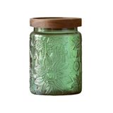 Vintage Cam Kavanoz, Yeşil Ayçiçeği Saklama Kavanozu, 23.7 FL OZ, Masif Ahşap Kapaklı, Gevşek Çay Saklama, Mutfak Kutuları, Banyo Tuzları için, Çamaşır Deterjanı, Reçel, Kahve, Şeker, Kurabiye
