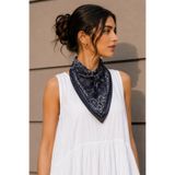 Vintage Desen Gri-Siyah Soft Bandana Fular 50x50 cm