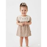 Vintage Ekose Butik Tasarım Premium Pamuklu Kumaş Kız Bebek Elbise (12 ay)