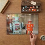 Vintage El Yapımı Oyuncak Robotlar Tasarımı 240 Parça Ahşap Puzzle Ahşap Kutuda MP00992