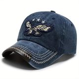Vintage Eskitme Yıkamalı Retro Model Pamuklu Unisex Erkek Kadın Beyzbol Kot Şapkalar (Kartal2)