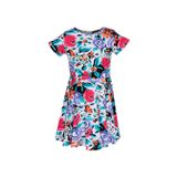Vintage Flowers Kız Çocuk Desenli Kısa Kollu Elbise