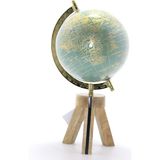 Vintage Globe Ağaç Ayaklı Masa Üstü Antik Dünya Küre 32 cm