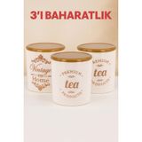 Vintage Home Premium Seramik Baharatlık Seti, Nostaljik Tasarım, 3'lü