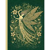 Vintage Inspired Ethereal Fairy Dot Grid Notebook: Green Gold Art Nouveau Whimsical Floral Soft Cover 8.5 x 11 Square Dotted Journal 5mm Dot Grid 120 ... Boards, Sketching, Planning, Mood Tracker