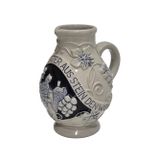 Vintage Kabartma Motifli Taş Seramik Şarap Sürahisi 15Cm