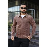 Vintage Kadife Deri Yaka Detaylı Ceket