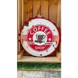 Vintage Kapak Görünümlü Metal Duvar Süsü /Coffee /30 Cm Çap
