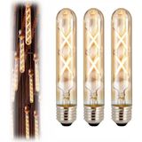 Vintage LED Ampul, E27, 4W, 2500K Sıcak Sarı Işık, Amber Cam, 18,5 cm, Rustik Ampul Amber Renk Çubuk Cam Retro Filament Tüp Ampul (3)