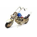 Vintage Metal Chopper Motosiklet Dekoru 40 cm – El Yapımı Eskitme Retro Motor Biblosu – Metal Motor Modeli Ev ve Ofis Dekorasyonu
