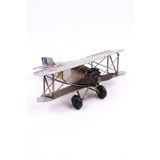 Vintage Metal Çift Kanatlı Savaş Uçağı Modeli - El Yapımı Dekoratif Eskitme Masaüstü Süs Eşyası, 16x14x6.5 cm