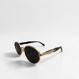 Vintage Minimal Yuvarlak Güneş Gözlüğü, Altın Çerçeve, Siyah Lens, UV400 Korumalı, İnce Metal Çerçeve