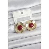 Vintage Model Bordo Gold Renk Pirinç Kadın Küpe - Ebj260220w39812