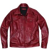 Vintage model Kuzu Derisi Deri Mont, Şarap Kırmızısı, Regular Fit, Gömlek Yaka, Suya Dayanıklı (Şarap Kırmızı, M)