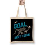 Vintage My Goal Is To Deny Yours Soccer Goalie Bez Çanta Uzun Saplı - Açık Bej - 40 X 40