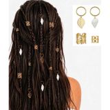 Vıntage Örgü Saç Yüzüğü Yapraklı ve Midyeli Model Toka Set (10 Adet) (altın)