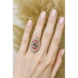 Vintage Pembe Gül Yüzük – Romantik Ve Zarif Retro Tasarım, Ayarlanabilir Metal Model