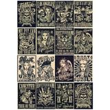 Vintage Poster Sticker 16 Parça Telefon, Tablet, Defter, Laptop Sticker