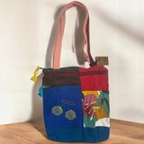 Vintage Renkli Etnik Orta Boy Plaj Günlük Kadın Kol Omuz Çantası 27CM x 33CM - 27 x 33 cm - Mavi