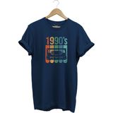 Vintage Retro 1990'S Baskılı Kaset %100 Pamuk Regular Fit Bisiklet Yaka T-Shirt - 2XL - Lacivert