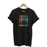 Vintage Retro 1990'S Baskılı Kaset %100 Pamuk Regular Fit Bisiklet Yaka T-Shirt - XL - Siyah