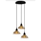 VİNTAGE RETRO RUSTİK ÜÇLÜ YUVARLAK BAL CAMLI AVİZE 30 CM TABAN MYL002639