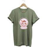 Vintage Retro Streetwear Poster Mantar Küresi Baskılı %100 Pamuk Regular Fit Bisiklet Yaka T-Shirt - 3XL - Haki