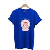 Vintage Retro Streetwear Poster Mantar Küresi Baskılı %100 Pamuk Regular Fit Bisiklet Yaka T-Shirt - Mavi