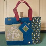 Vintage Salaş Çok Renkli Orta Boy Günlük Seyahat Gezi Omuz Çantası 36CMX34CM - 36 x 34 cm - Turkuaz