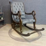Vintage Sallanan Sandalye, Gri, Ahşap, Ceviz Ayak